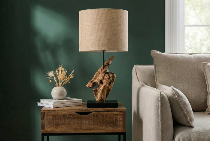 Lampă de masă HYPNOTIC 58cm din lemn de tec natural [7]