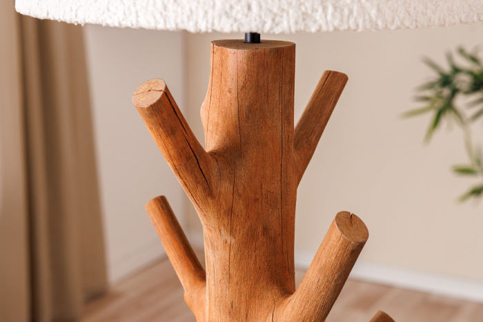 Lampă de masă JEWELRY 60cm din lemn natural de mangostan, cu abajur bouclé alb [9]