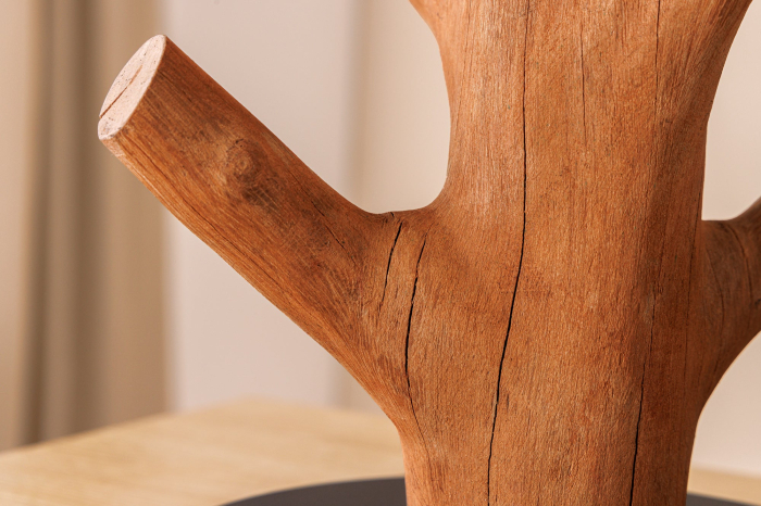 Lampă de masă JEWELRY 60cm din lemn natural de mangostan, cu abajur bouclé alb [11]