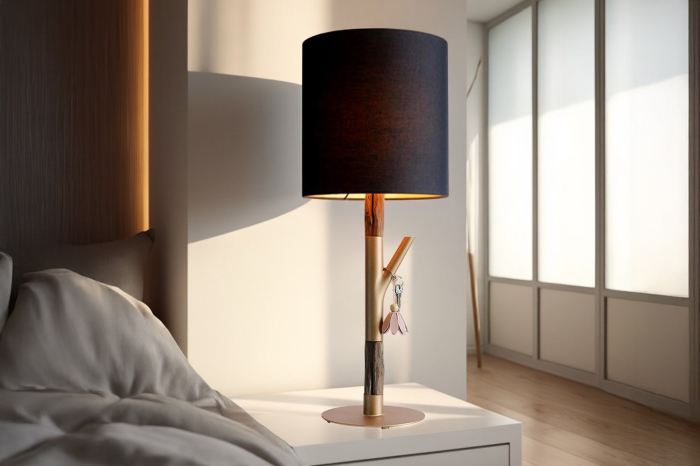 Lampă de masă JEWELRY 75cm, cadru susținut, culoare auriu-natural , abajur negru [5]