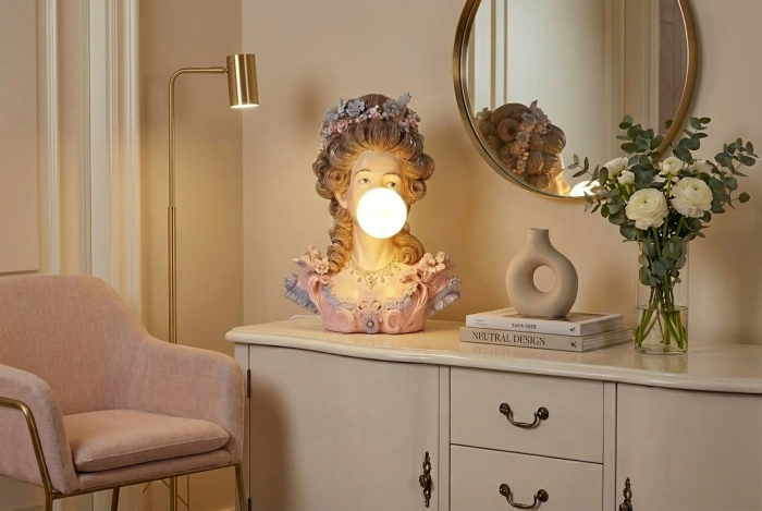 Lampă de masă LADY bust 60cm,multicolora cu glob  [3]