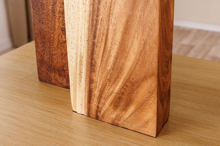 Lampă de masă LOVERS 60cm din lemn natural de raintree, cu abajur alb bouclé [10]