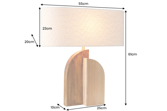 Lampă de masă LOVERS 60cm din lemn natural de raintree, cu abajur alb bouclé [13]