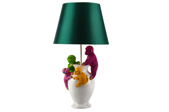 Lampă de masă MONKEY 55cm abajur alb verde multicolor [4]