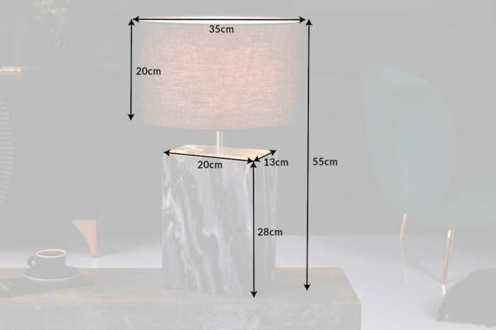 Lampă de masă NOBLE 35cm baza marmură neagră fără abajur [3]