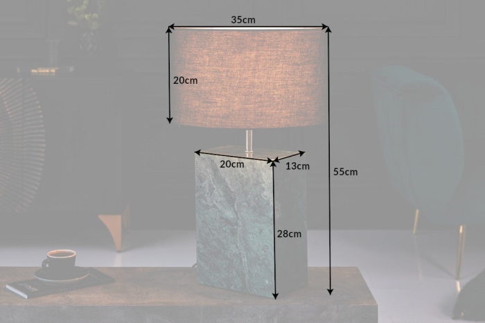 Lampă de masă NOBLE 35cm baza marmură verde fără abajur [7]
