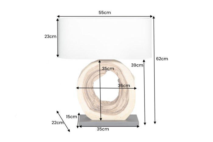 Lampă de masă ORGANIC ARTWORK 55cm, din lemn masiv de nuc cu abajur bej [9]
