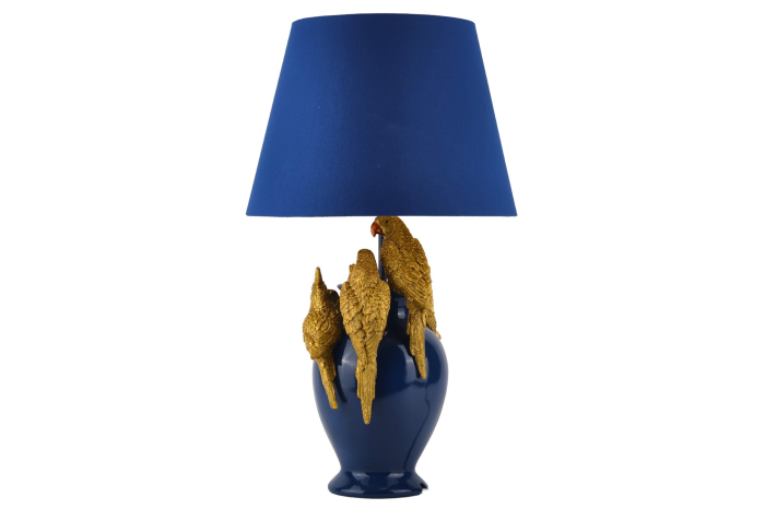 Lampă de masă PARROT 50cm auriu-albastru cu abajur din material textil [5]