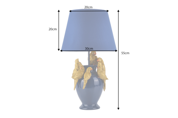 Lampă de masă PARROT 50cm auriu-albastru cu abajur din material textil [6]