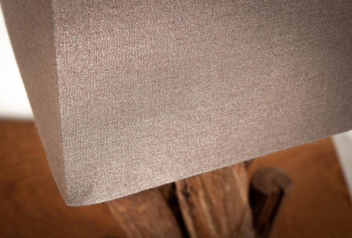 Lampă de masă PURE NATURE 45cml, din lemn reciclat cu abajur din bumbac maro [6]