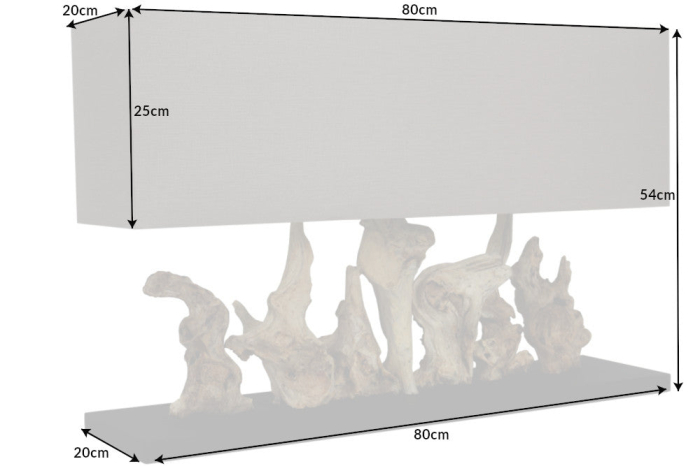 Lampă de masă PURE UNIQUE 80cm, din lemn plutitor cu abajur bej [10]