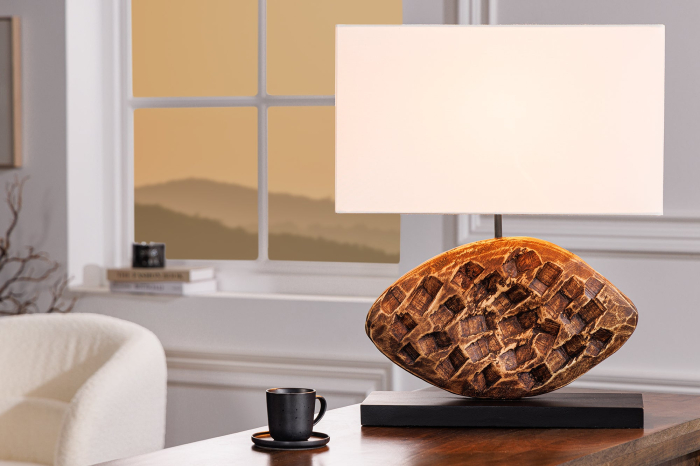 Lampă de masă REEF 50cm lemn de arbore de ploaie [4]