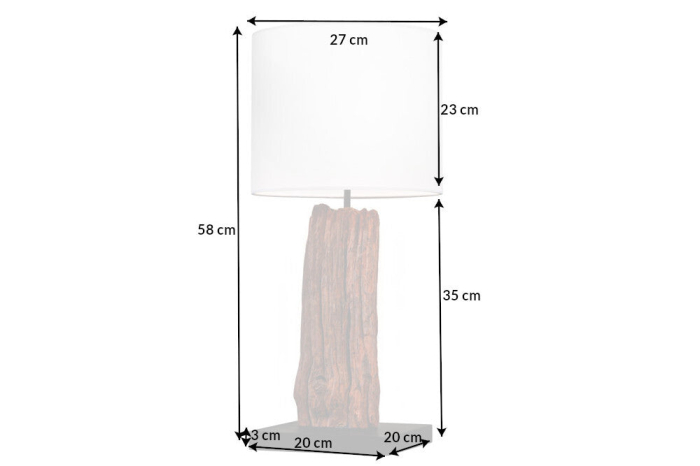 Lampă de masă ROUSILIQUE 60cm abajur din bumbac, lemn plutitor [9]