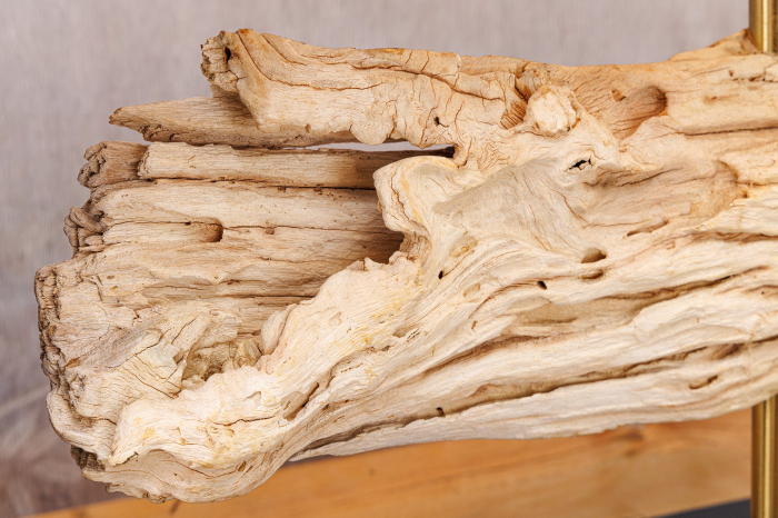 Lampă de masă ROUSILIQUE 60cm,lemn de tec natural cu abajur bej  [8]