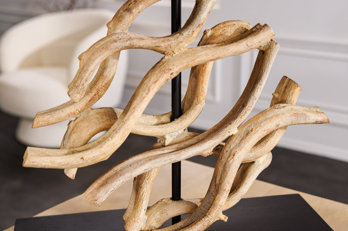 Lampă de masă THE WAVE 60cm, din lemn de tec, cu abajur alb [8]