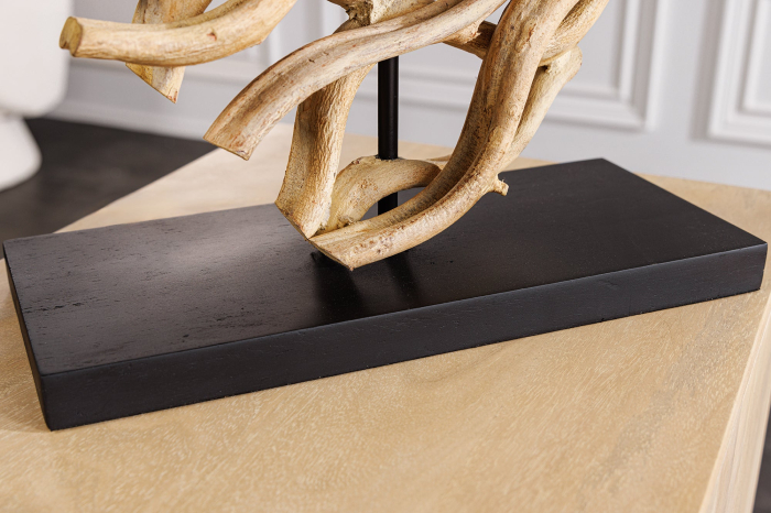 Lampă de masă THE WAVE 60cm, din lemn de tec, cu abajur alb [9]