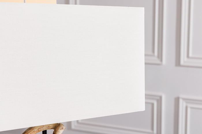 Lampă de masă THE WAVE 60cm, din lemn de tec, cu abajur alb [6]