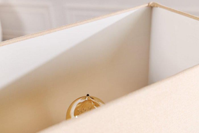 Lampă de masă THE WAVE 60cm, din lemn de tec, cu abajur bej [7]