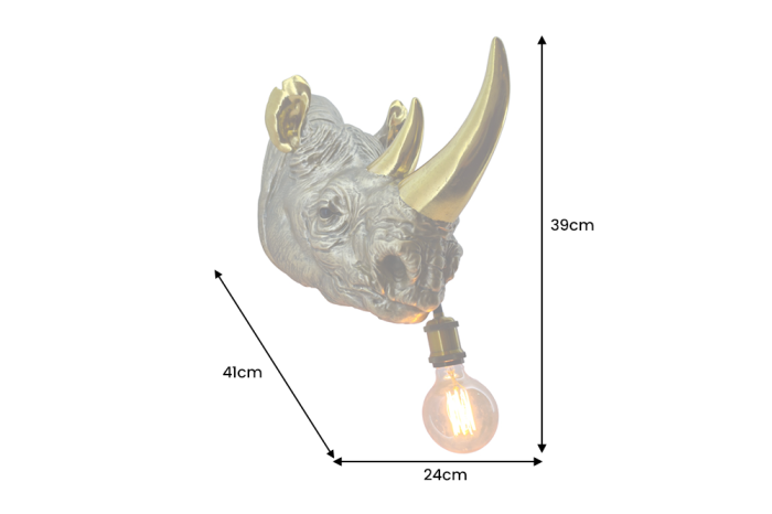 Lampă de perete aurie RHINO 40cm sculptură de rinocer ,lucrată manual [12]