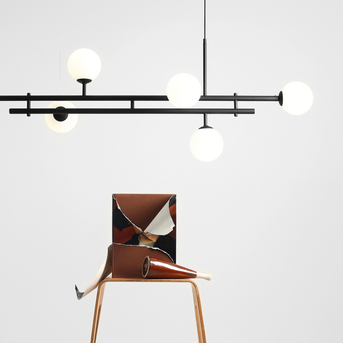Lustră din metal negru cu 6 becuri HARMONY, 110 cm [3]