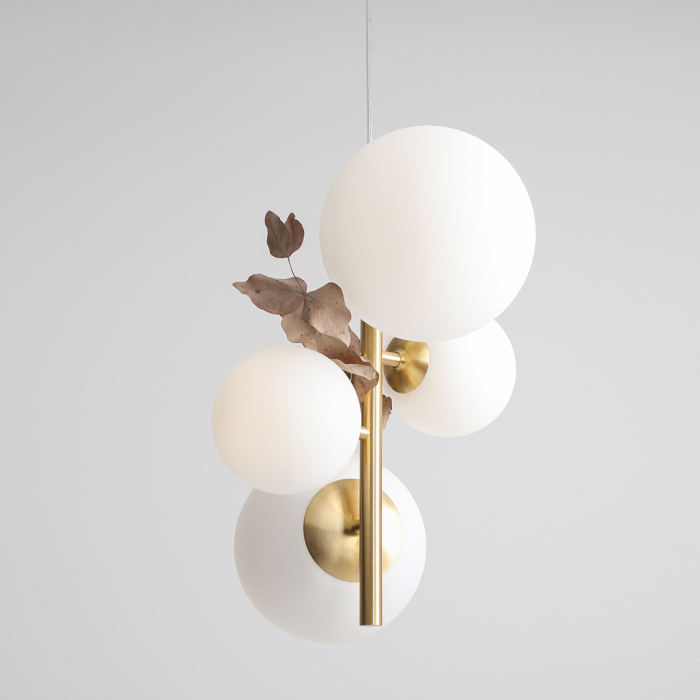 Lustră din metal brass cu 4 becuri Bloom, 120 cm [4]