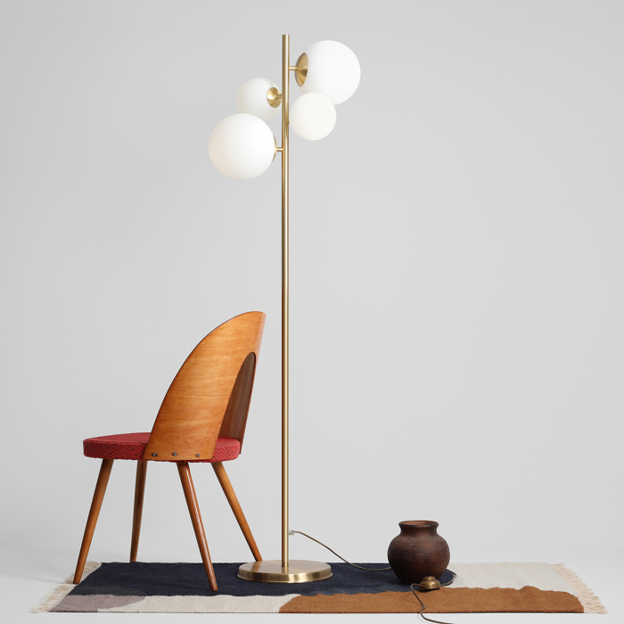 Lampadar din metal auriu cu 4 becuri Bloom, 161 cm [5]