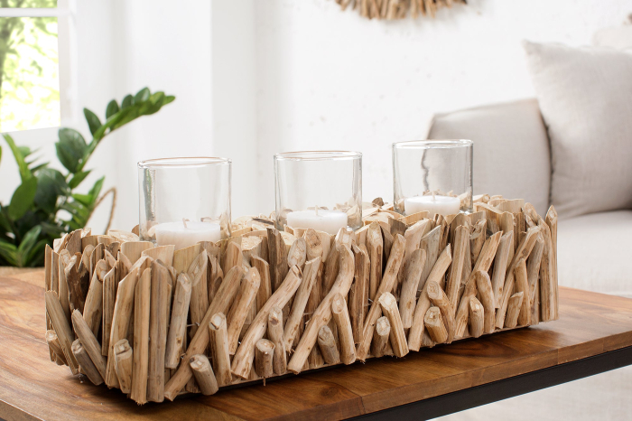 Lanterna FOSSIL 50 cm din lemn de pluș cu 3 sticle [3]