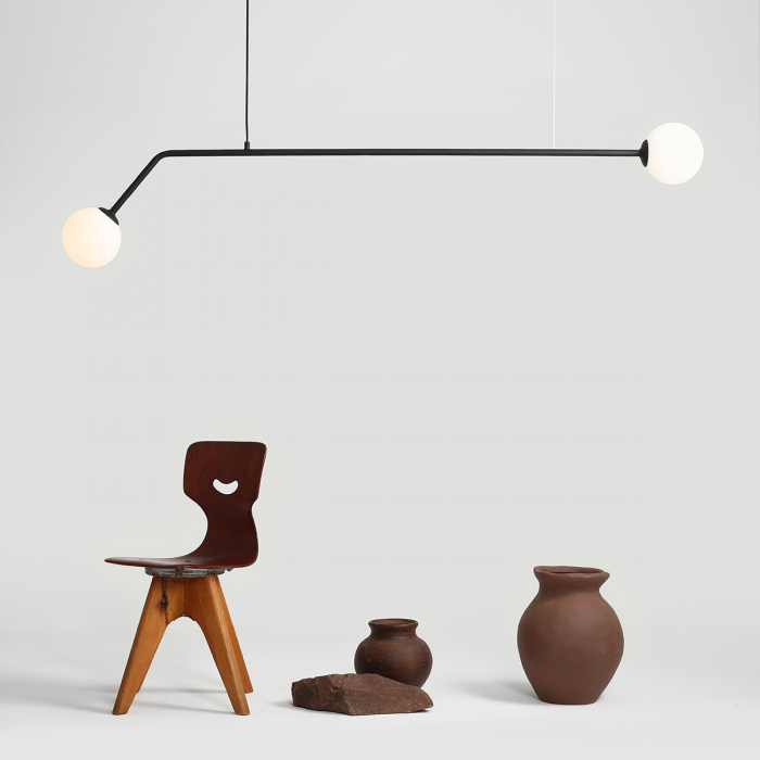 Lustră din metal negru cu 2 becuri Pure, 120 cm [4]