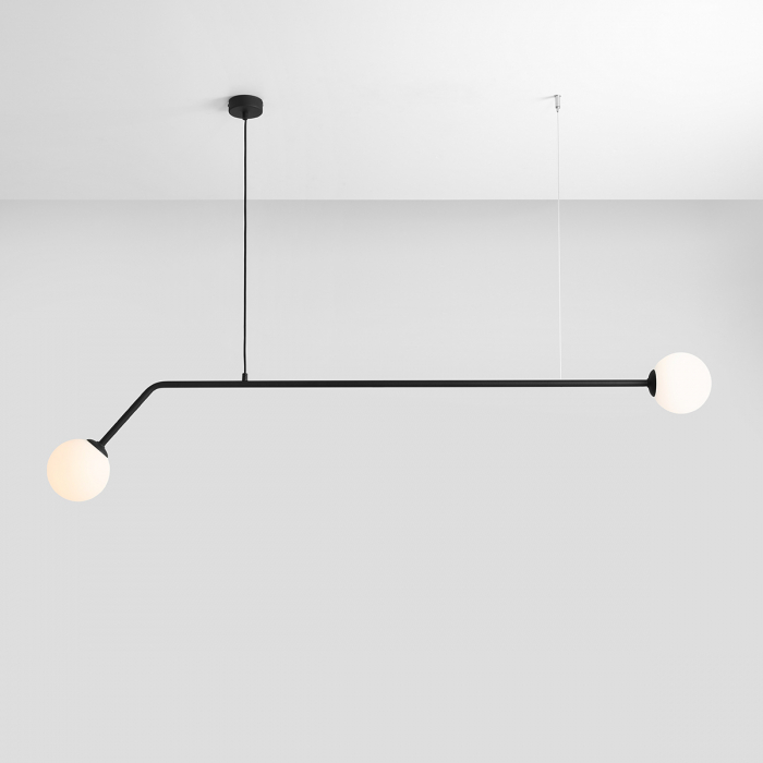Lustră din metal negru cu 2 becuri Pure, 120 cm [6]