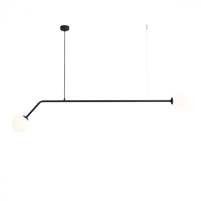 Lustră din metal negru cu 2 becuri Pure, 120 cm [2]