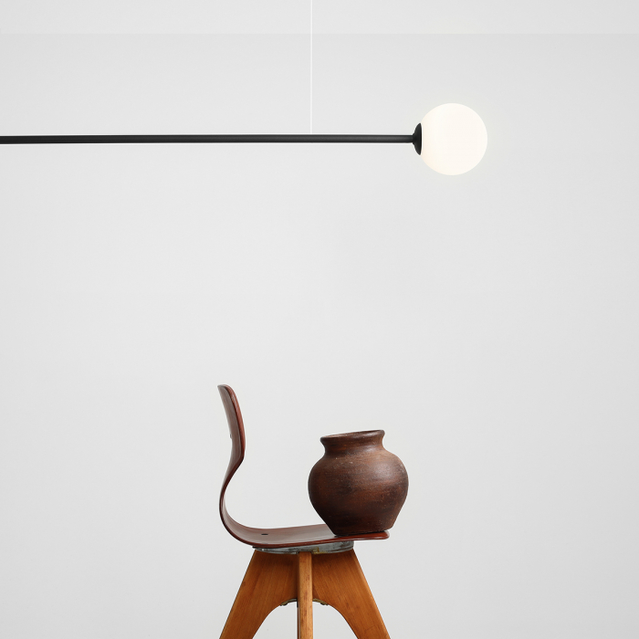 Lustră din metal negru cu 2 becuri Pure, 120 cm [5]