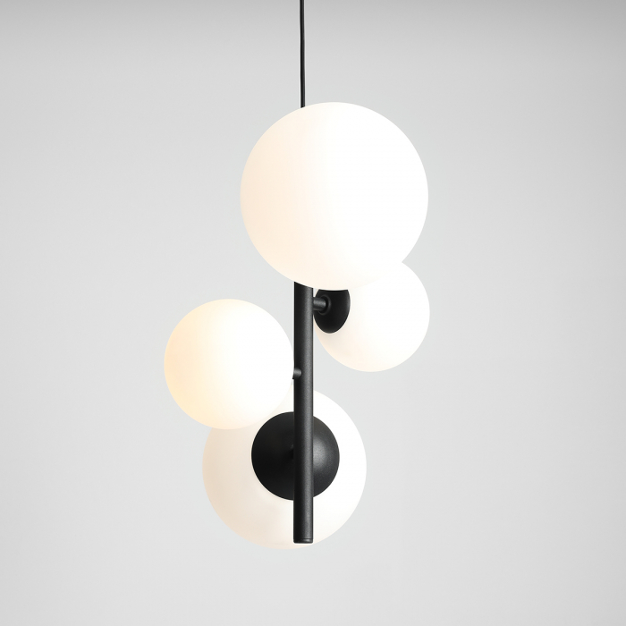 Lustră din metal negru cu 4 becuri Bloom, 120 cm [2]