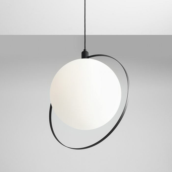 Lustră din metal negru cu abajur alb mat Aura, 120 cm [2]