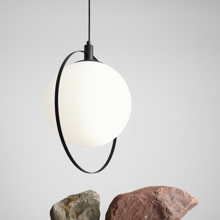 Lustră din metal negru cu abajur alb mat Aura, 120 cm [4]