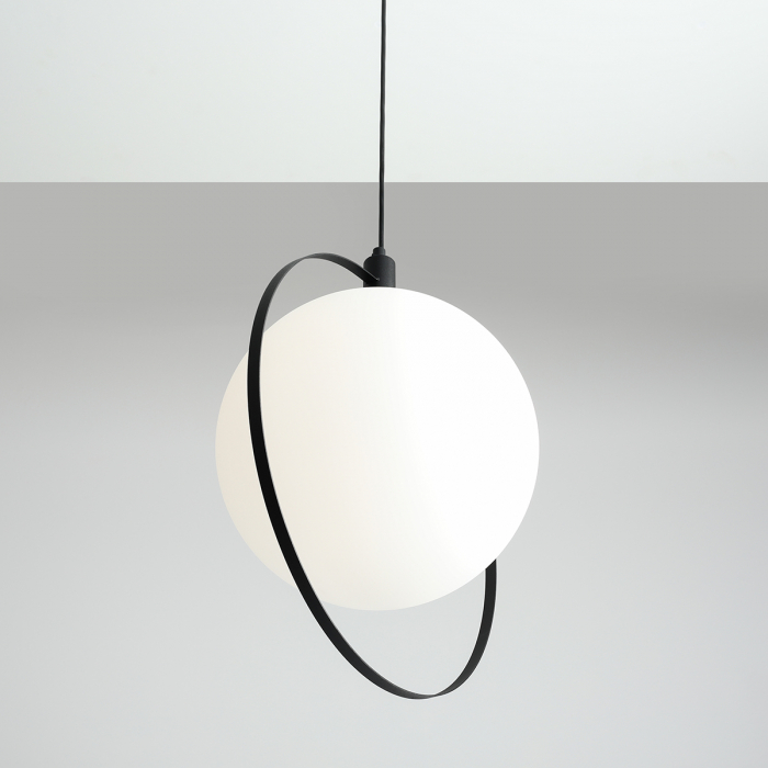 Lustră din metal negru cu abajur alb mat Aura, 120 cm [3]