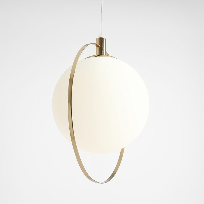 Lustră din metal auriu cu abajur alb mat Aura, 120 cm [6]