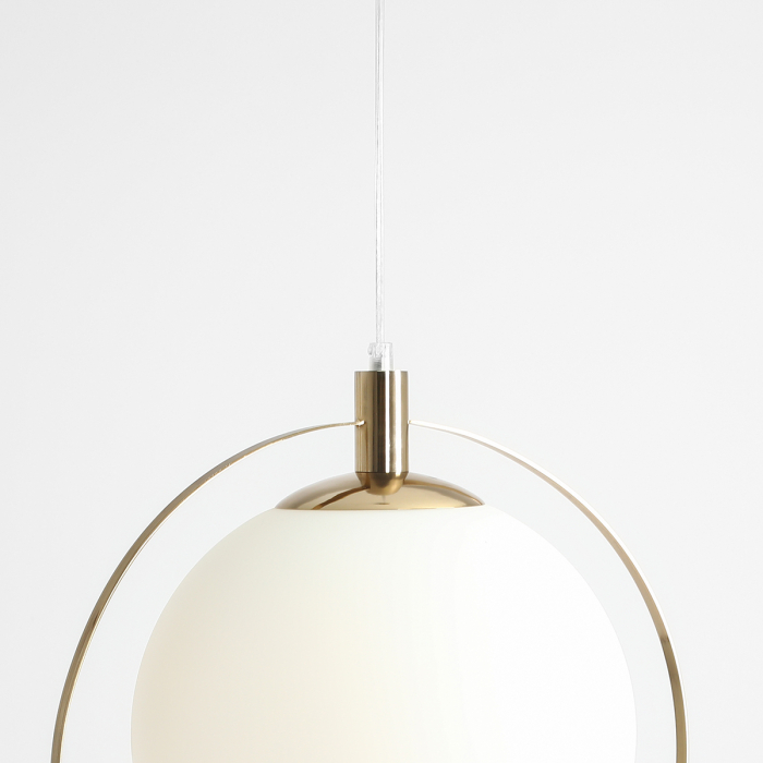 Lustră din metal auriu cu abajur alb mat Aura, 120 cm [7]