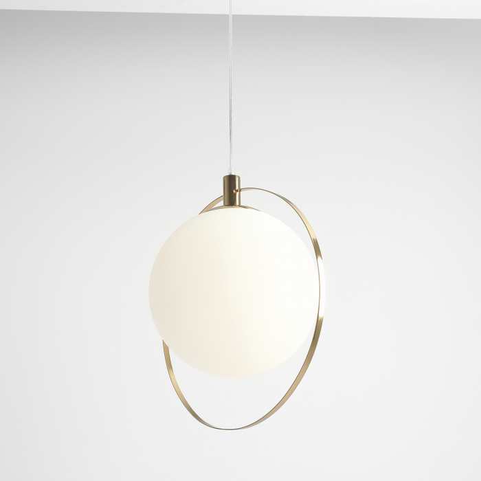 Lustră din metal auriu cu abajur alb mat Aura, 120 cm [5]