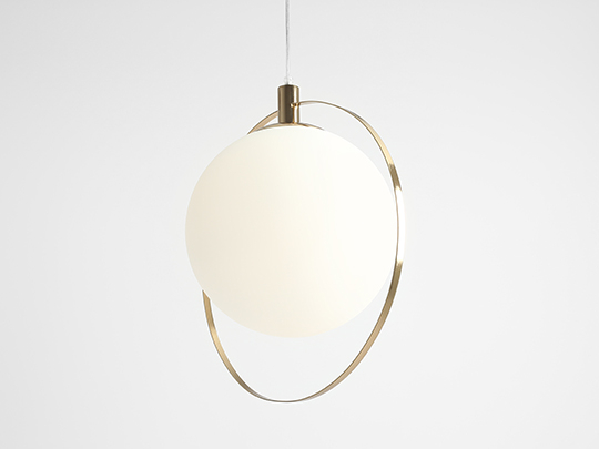 Lustră din metal auriu cu abajur alb mat Aura, 120 cm [2]