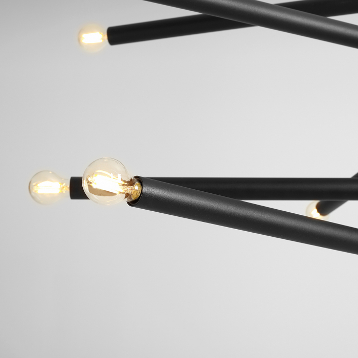 Lustră din metal negru cu 10 becuri Tubo, 105 cm [6]