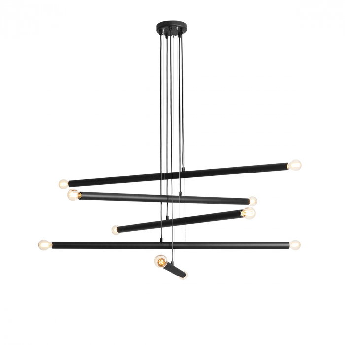 Lustră din metal negru cu 10 becuri Tubo, 105 cm [1]