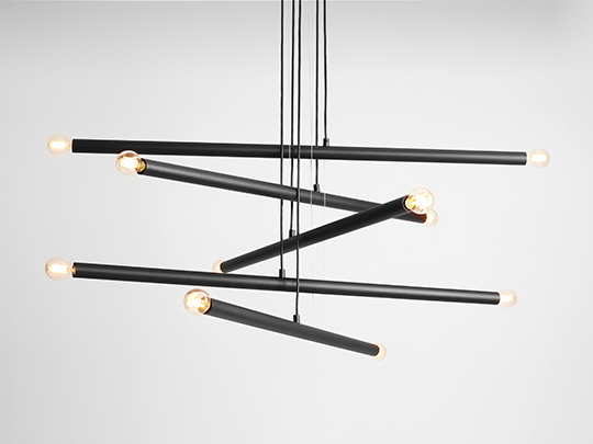 Lustră din metal negru cu 10 becuri Tubo, 105 cm [3]