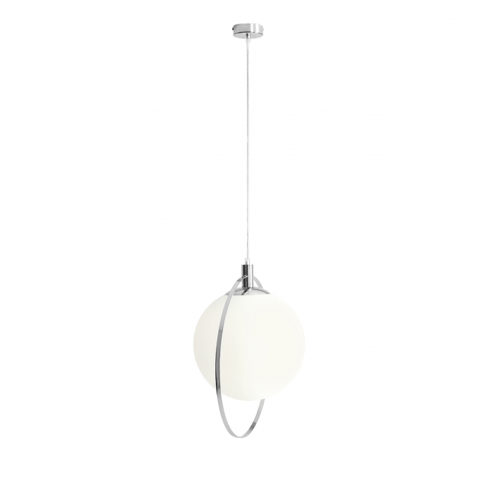 Lustră din metal argintiu cu abajur alb mat Aura, 120 cm [1]