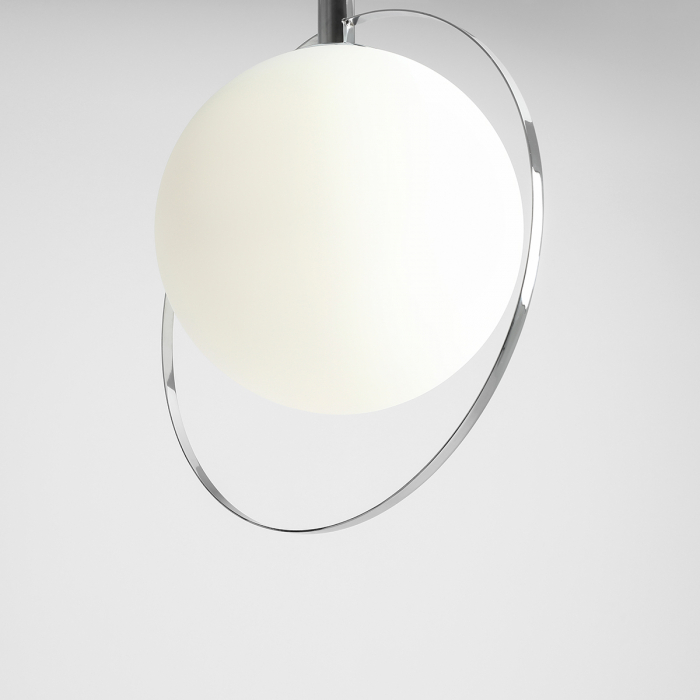 Lustră din metal argintiu cu abajur alb mat Aura, 120 cm [4]