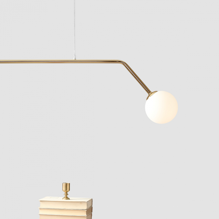 Lustră din metal auriu cu 2 becuri Pure, 120 cm [6]