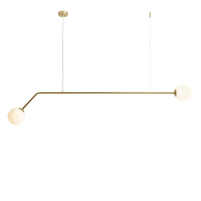 Lustră din metal auriu cu 2 becuri Pure, 120 cm [2]