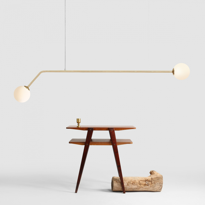Lustră din metal auriu cu 2 becuri Pure, 120 cm [7]