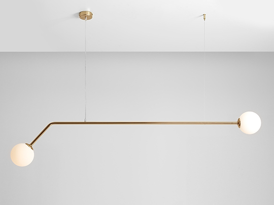Lustră din metal auriu cu 2 becuri Pure, 120 cm [3]