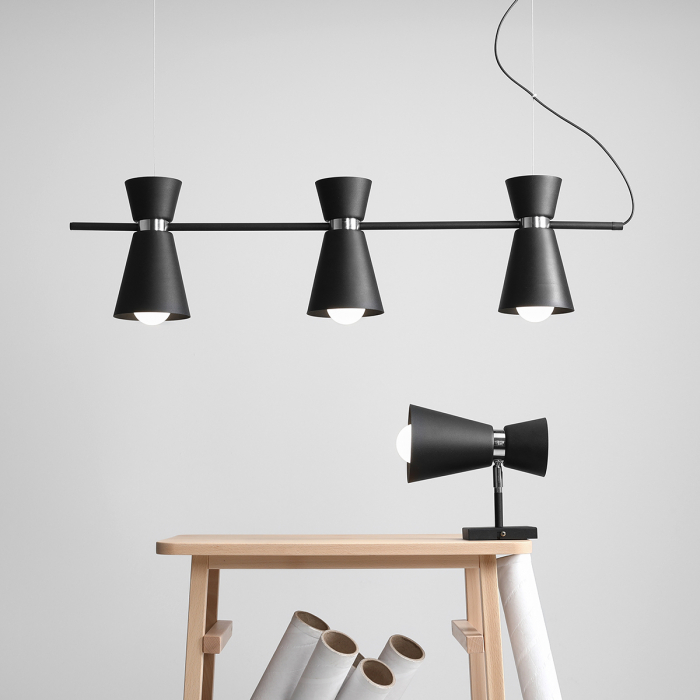 Lustră din metal negru cu 3 becuri Kedar, 80 cm [5]