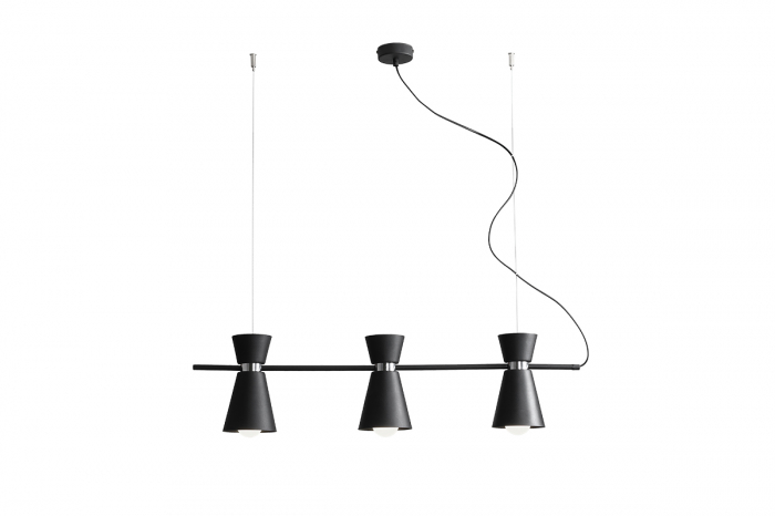 Lustră din metal negru cu 3 becuri Kedar, 80 cm [1]